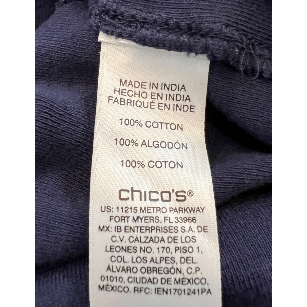 Chico's women's long sleeve t-shirt navy blue Size 3 wardrobe basic - Picture 5 of 7